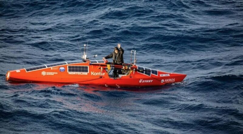 Fedor Konyukhov in his boat.