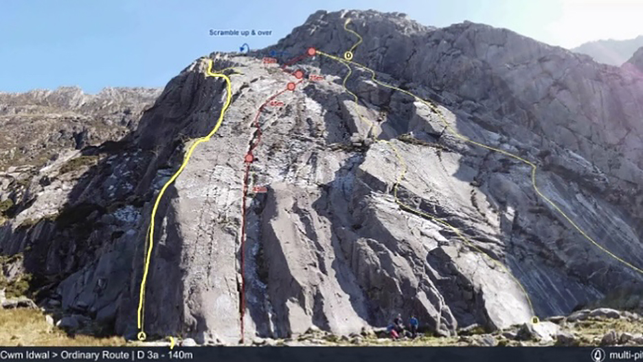 The Tennis Shoe route on Idwal Slabs.