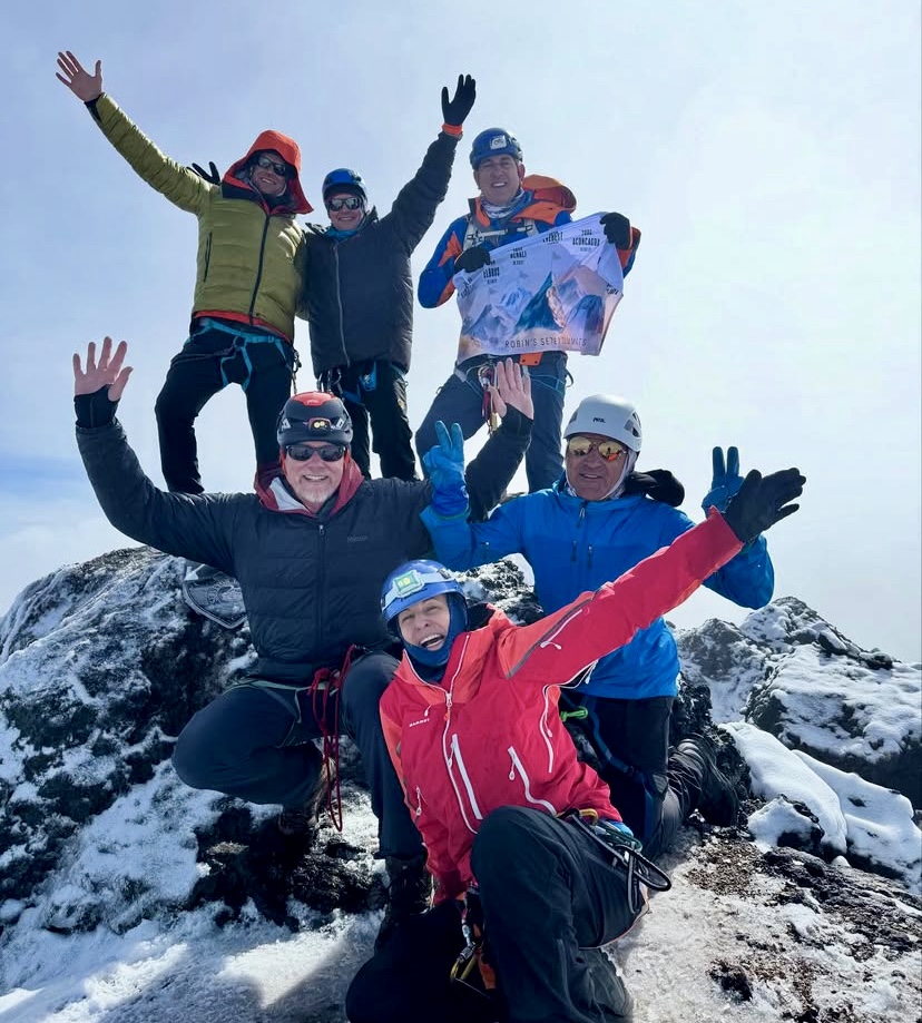 Garrett Madison's team on the summit of Carstensz Pyramid two days ago. 