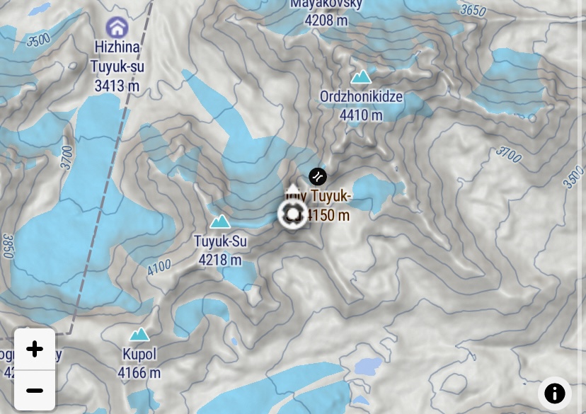 Igly Tuyuk-Su ( in the centre of the map) and north of it lays Ordzhonikidze.