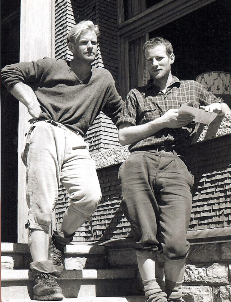 John Harlin (left) and Konrad Kirch after the successful ascent of the North Face of Eiger in 1962.