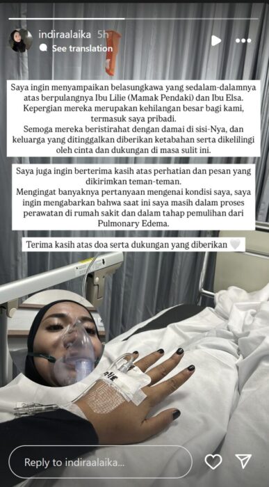 IG story of a climber in hospital, whowing her hand 