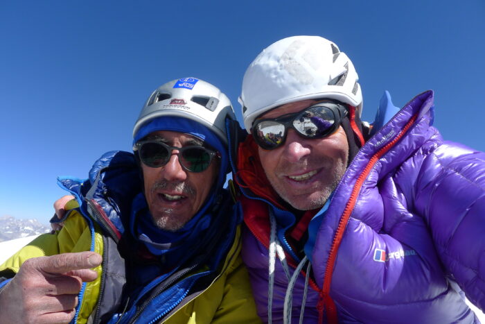 Climbers on Sersank, India Himalaya. 