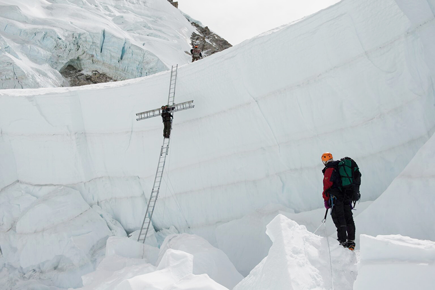 The Icefall Doctors at work in the Khumbu Icefall.