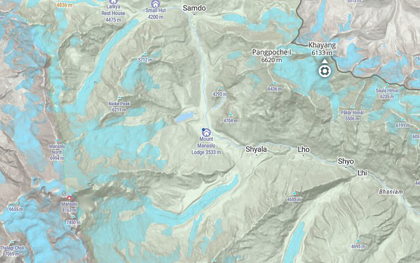 map showing location of mountain