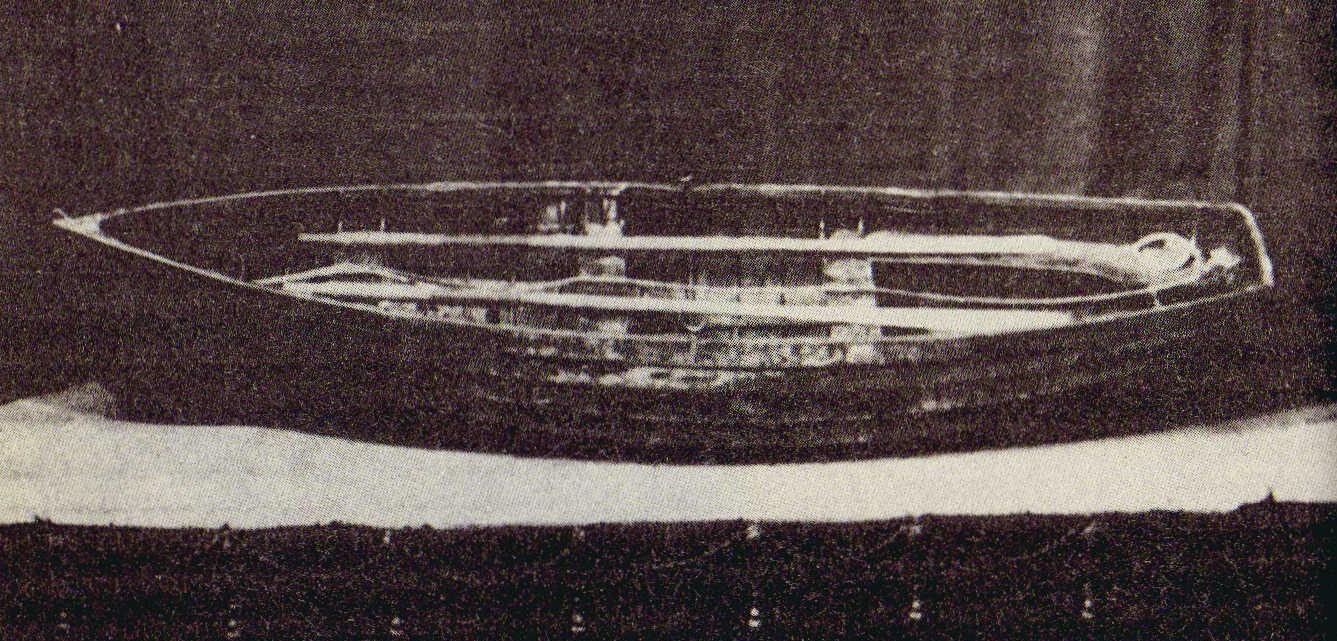 Photo of a damaged lifeboat.