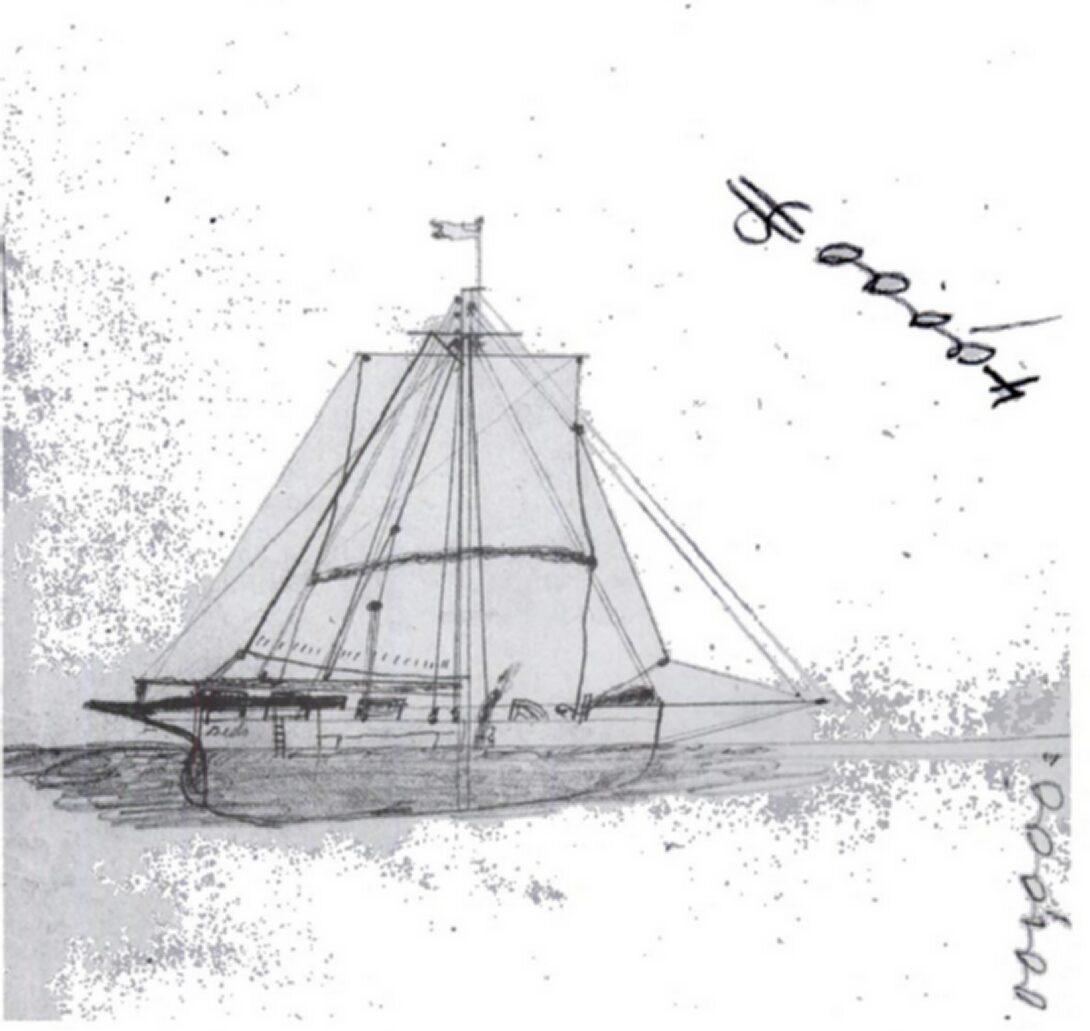 A sketch of a small yacht