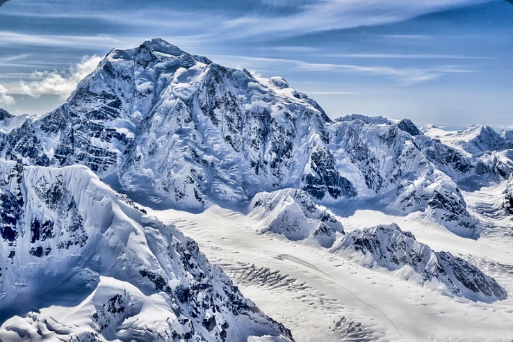 An aerial view of Mount Hunter.