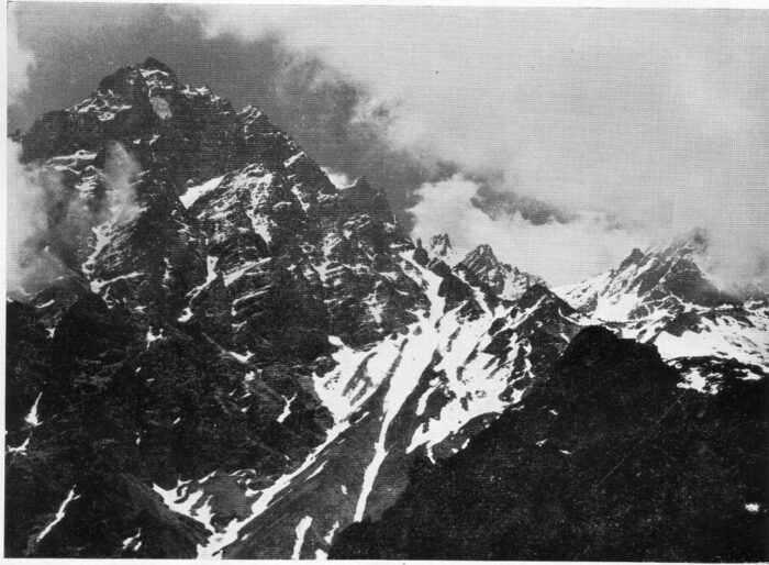 The imposing west face of Liru, photographed by Taylor in 1963.