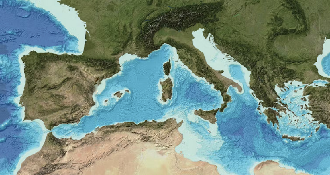 depth map of Mediterranean