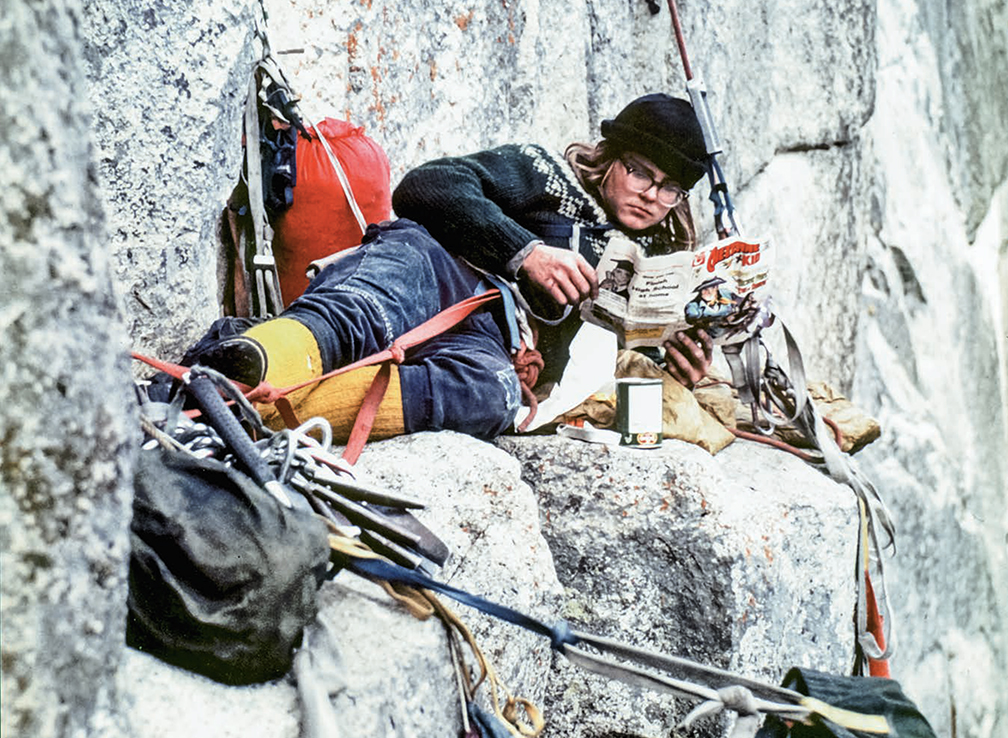 waterman on a portaledge reading