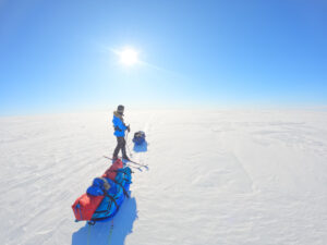 sledder on ice cap
