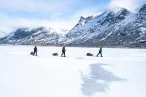skiers/sled haulers on Baffin Island