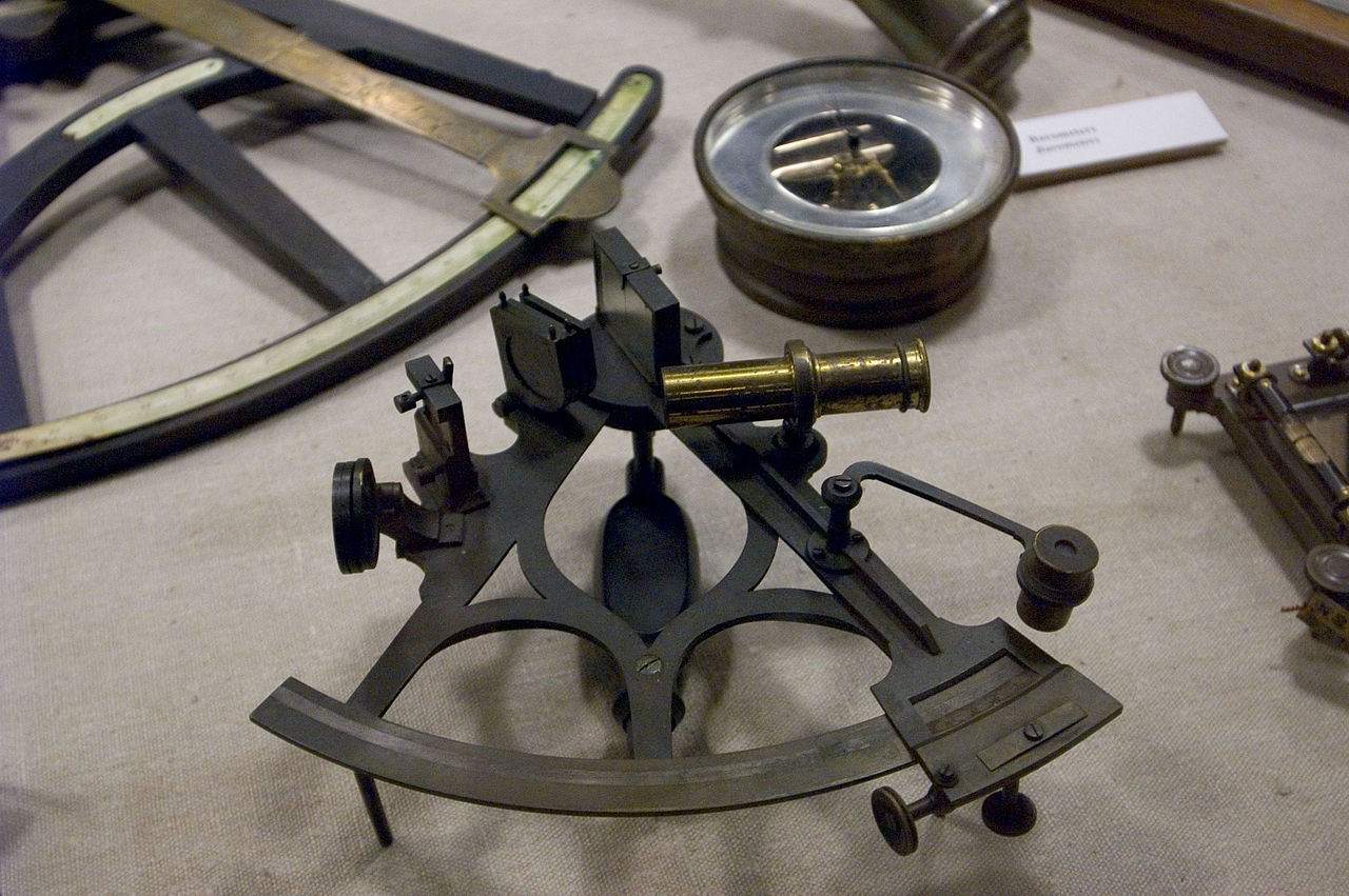 A sextant, compass and octant
