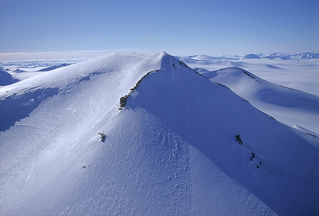 snowy peak from the air