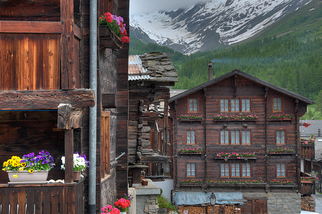 closeup of Swiss village