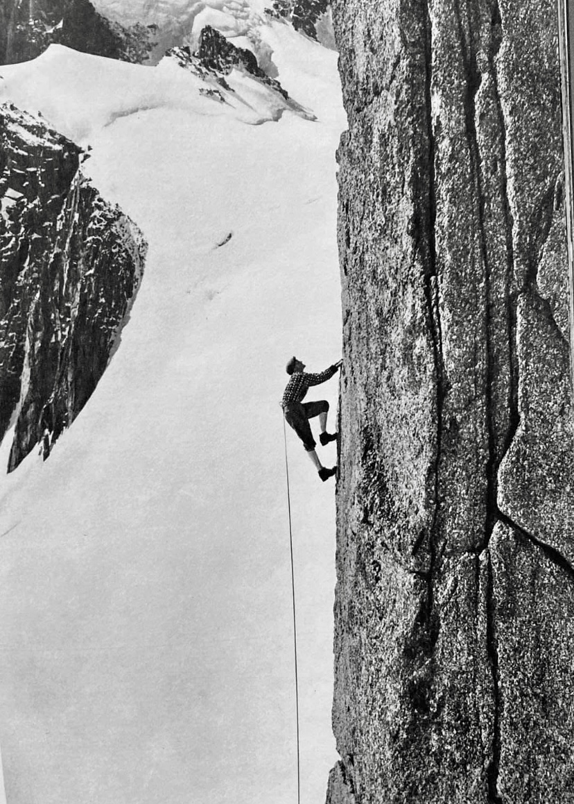 Gaston Rebuffat climbing on Gros Rognon.
