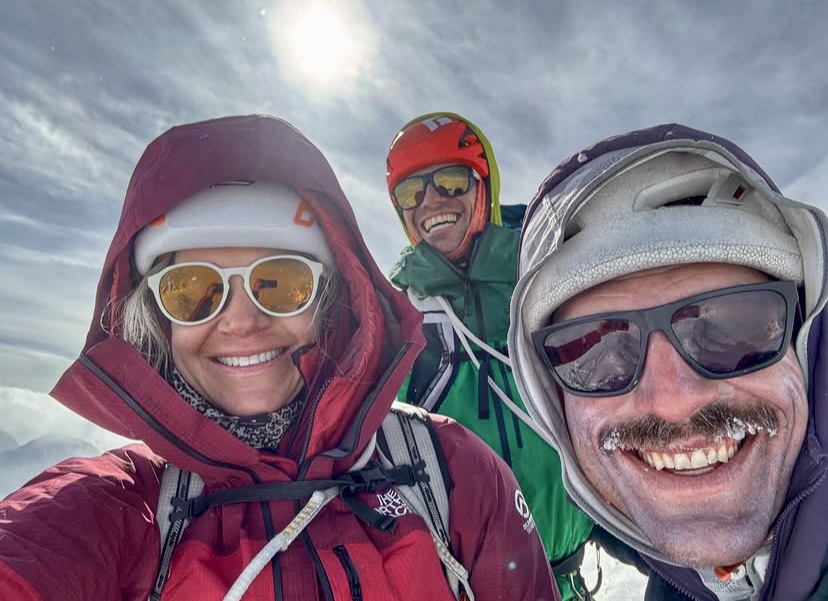 Anna Pfaff, Tad McCrea and Andres Marin on Mount Providence.