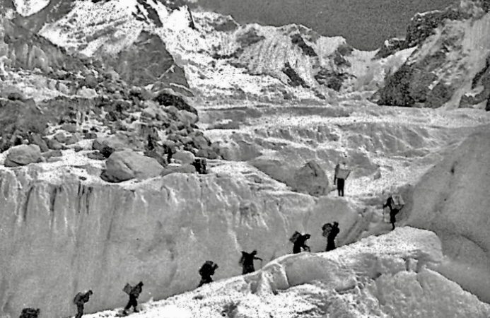 In the upper icefall in 1955.
