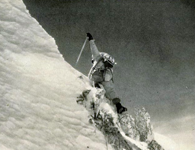 Georges Band under the summit of Kangchenjunga in 1955.