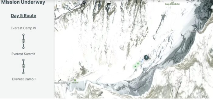 Tracker on an Everest map