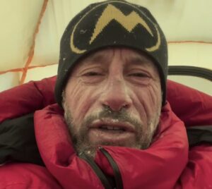 Adrian Hayes in a tent.