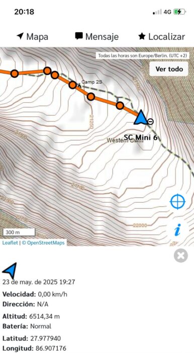 Karl Egloff location on a map of Everest.