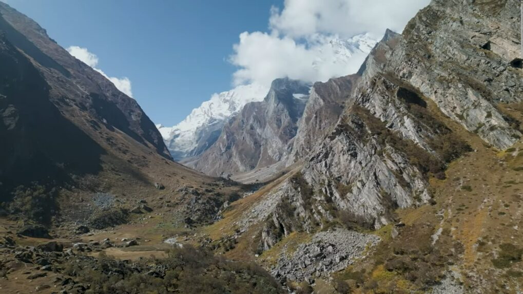 A valley between two high peaks