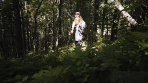 man running in the woods
