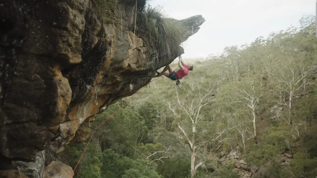 A man rock climbing