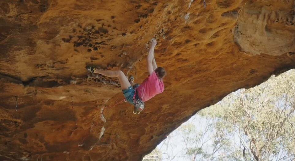 A man rock climbing