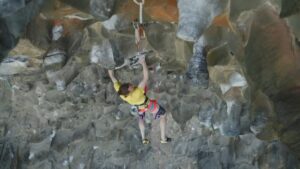 A man rock climbing