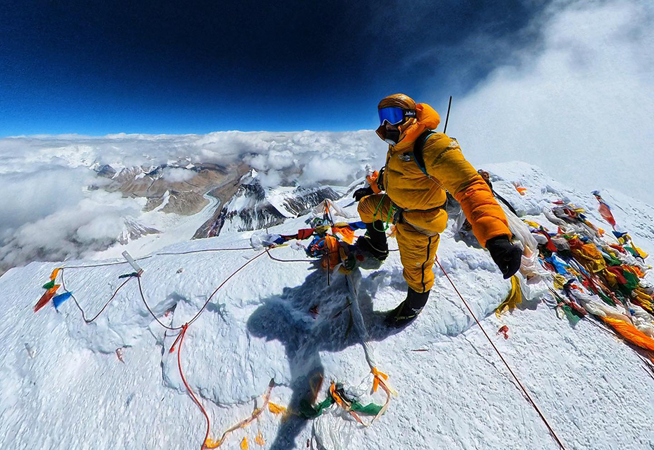 on snowy summit