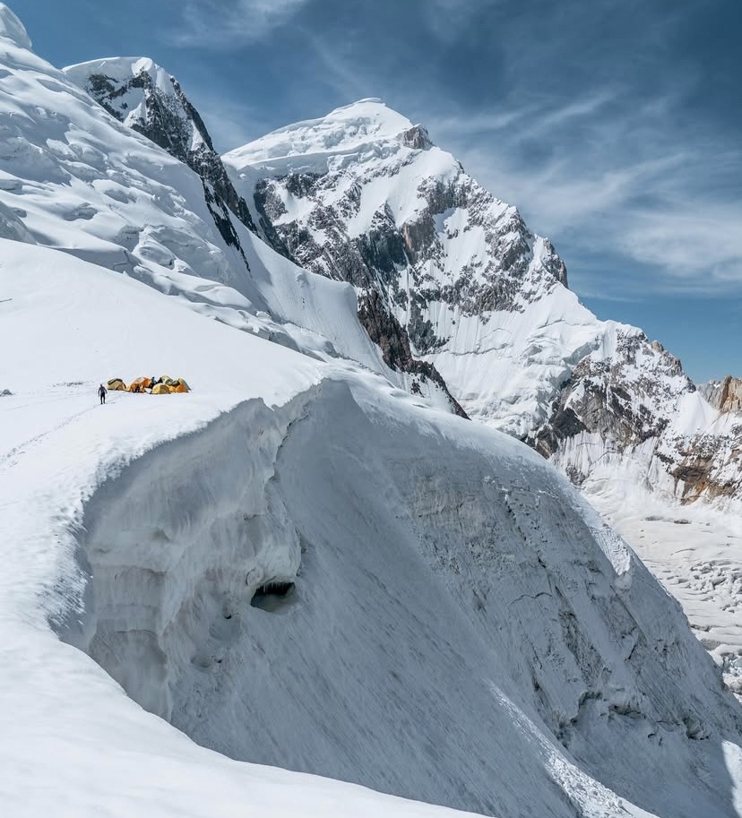 The tiny tents of the expedition of Spantik during acclimatation.
