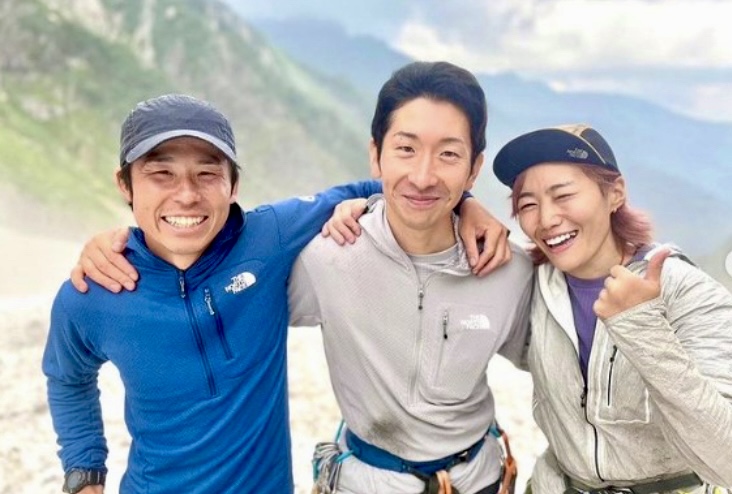 Saki Terada, right on the photo, alongside Takahiro Kaneko, center, and Takahiro Ishikawa, left, during the Himalayan Camp's expedition in 2023.