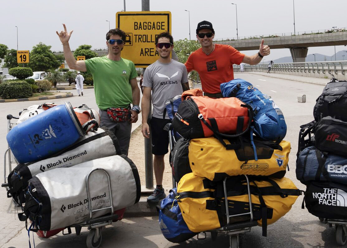 CLimbers with their bags outside Skardu airport.
