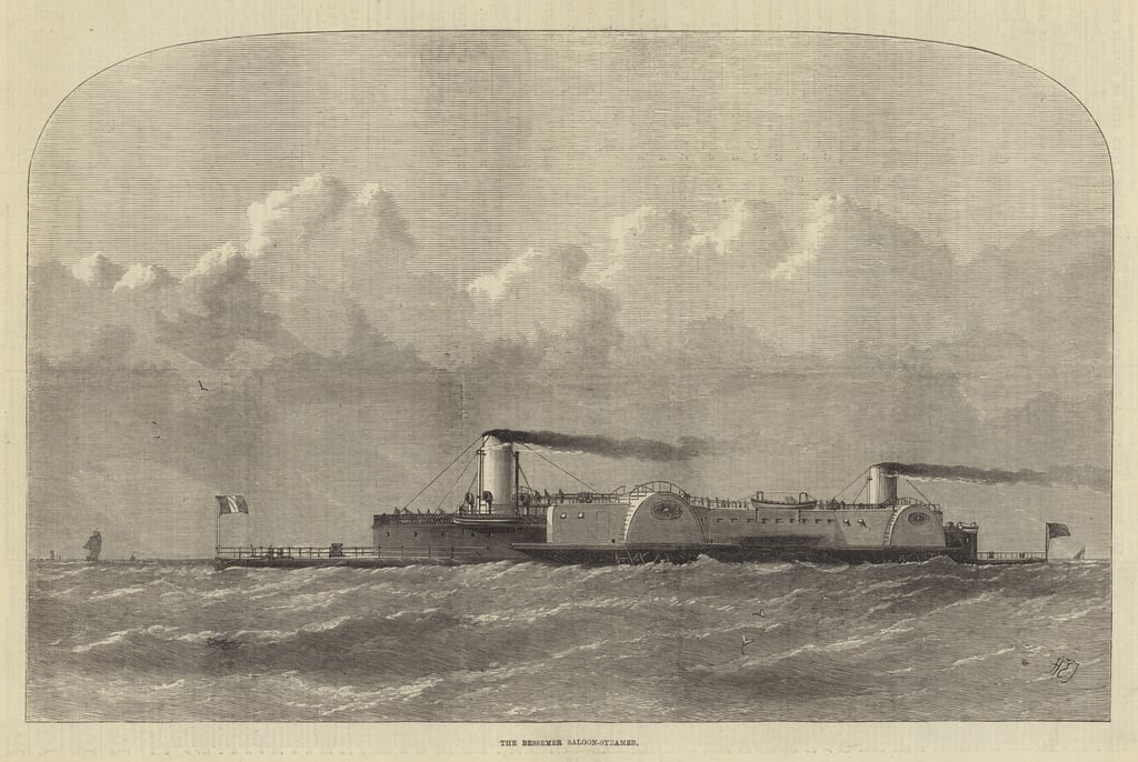 Illustration of the SS Bessemer steamer at sea