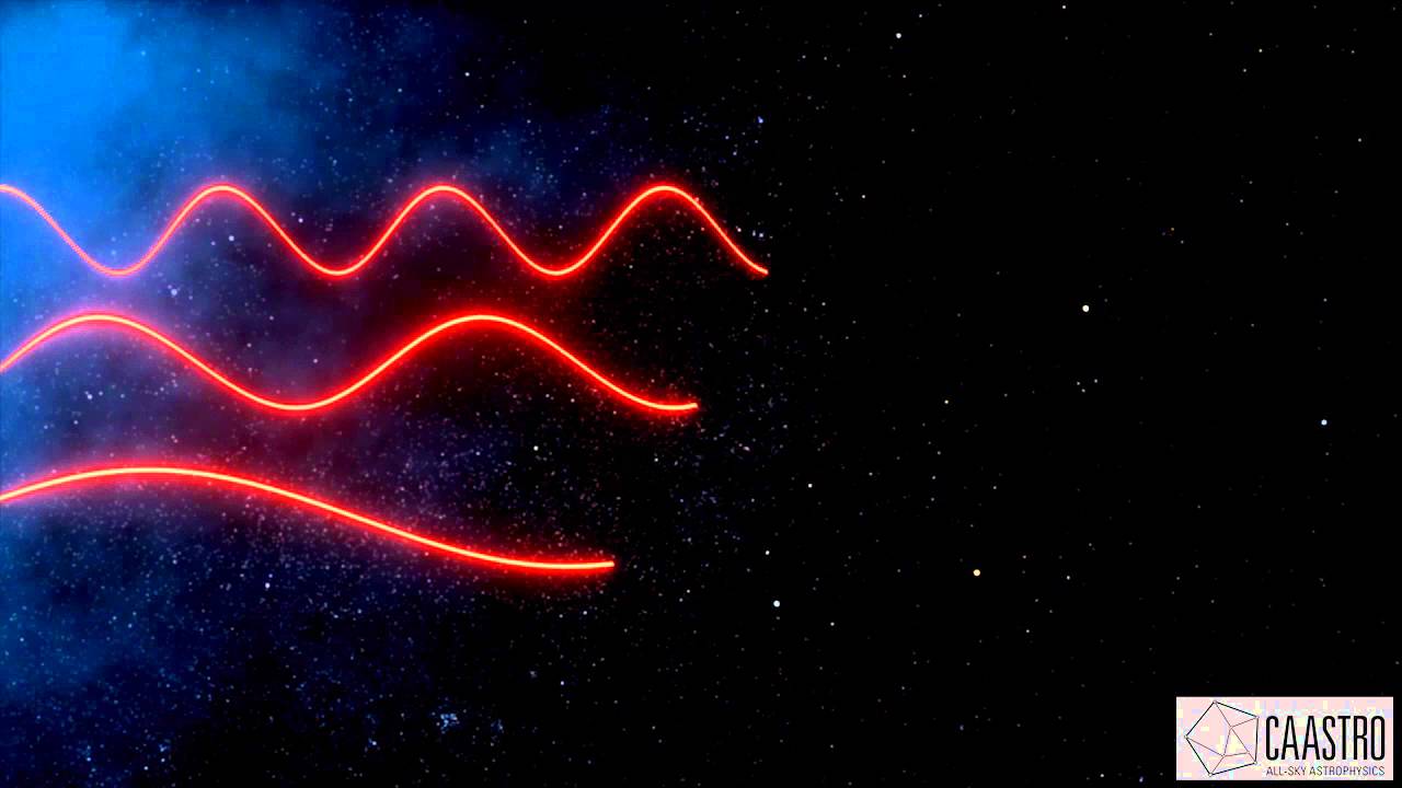 Three radio waves travelling through space.