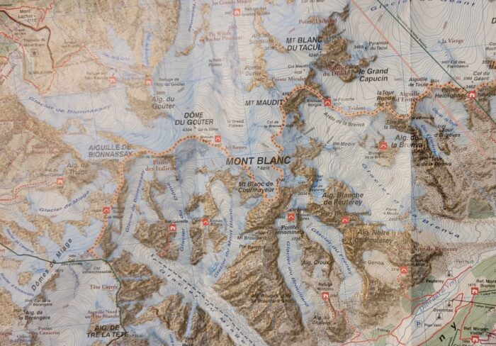 Map of Mont Blanc area.
