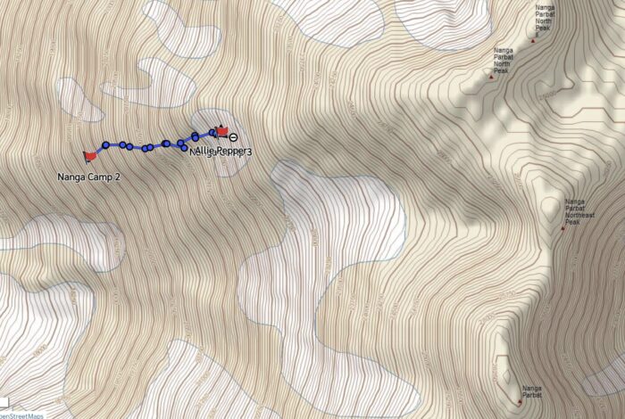 track of a climber's progress on Nanga Parbat.