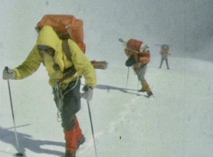The 1976 Austrian team's members ascending the Rupal Face by new route in 1976.