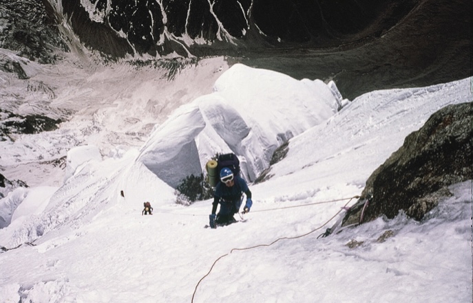 The 1985 Polish-Mexican expedition's members ascending on the Rupal Face of Nanga Parbat, via new route.