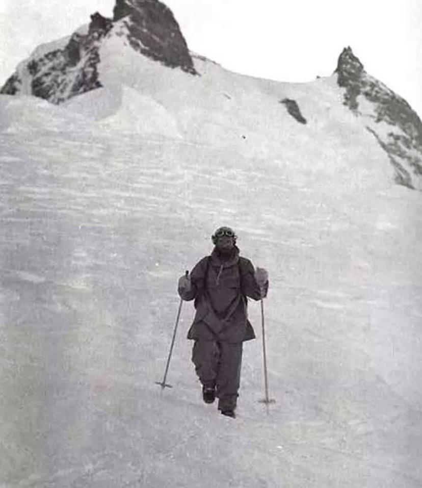 Hermann Buhl descending.