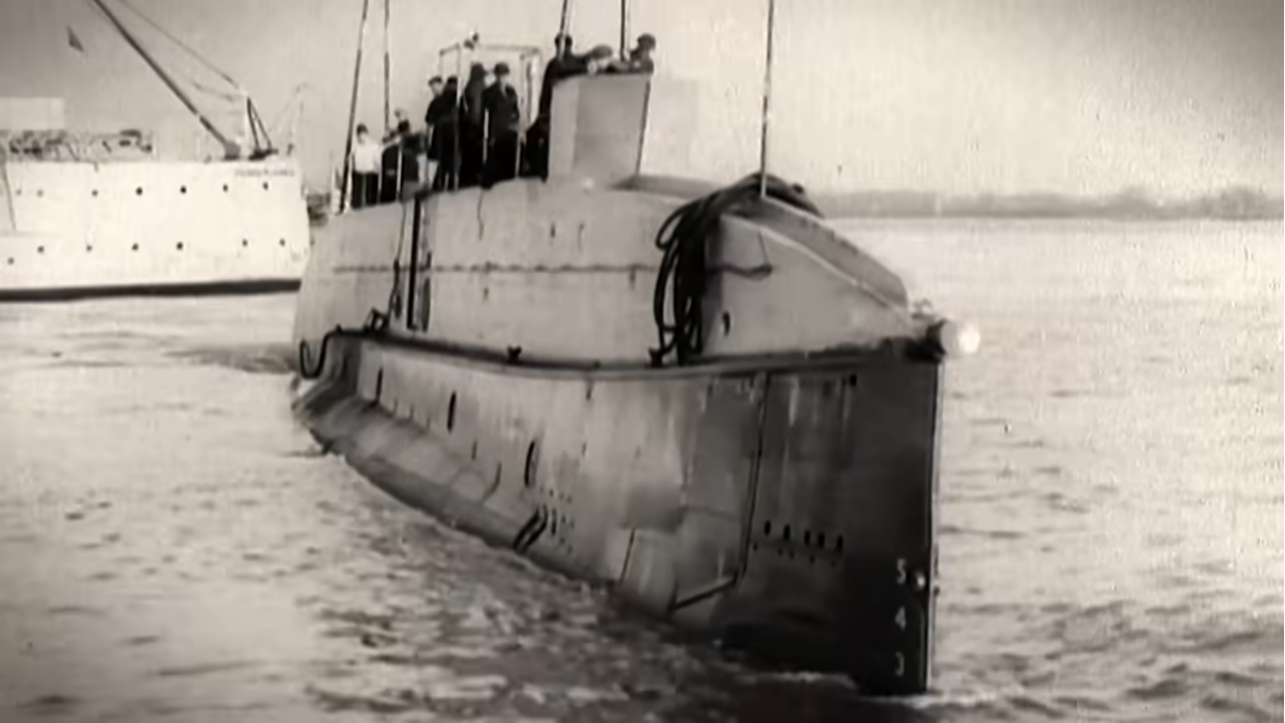 Archival footage of a submarine