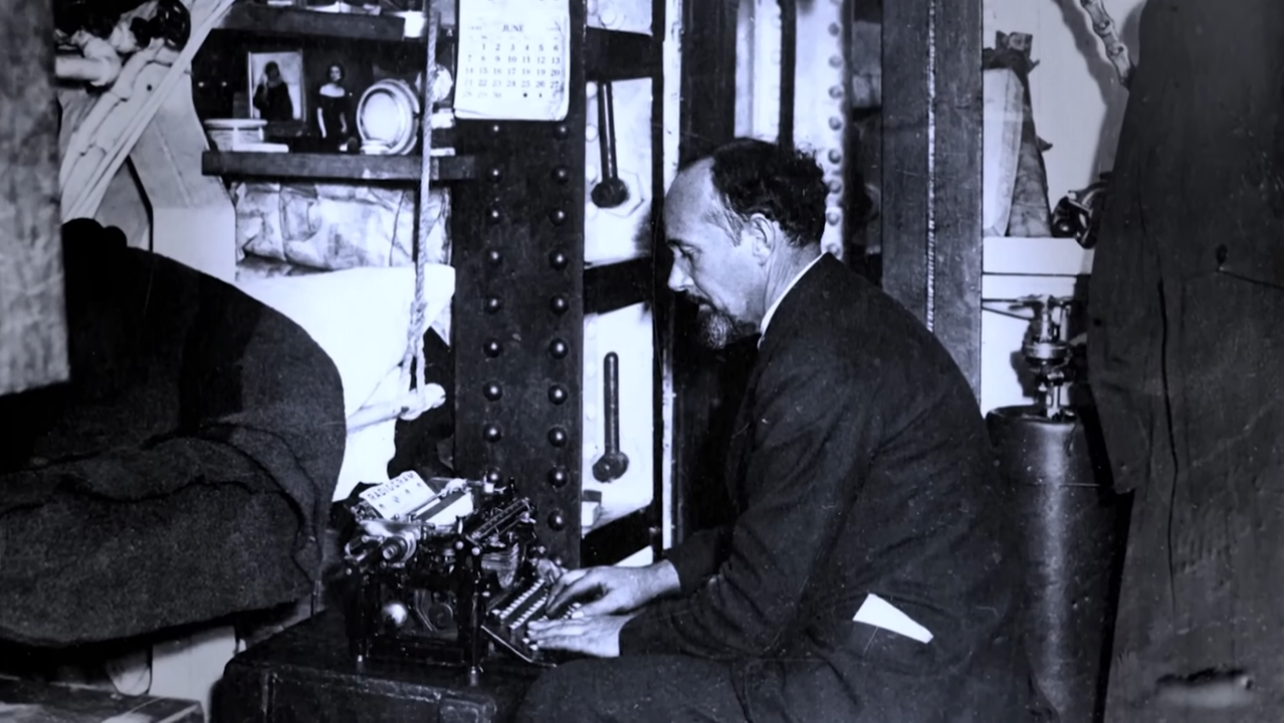 A man at a typewriter