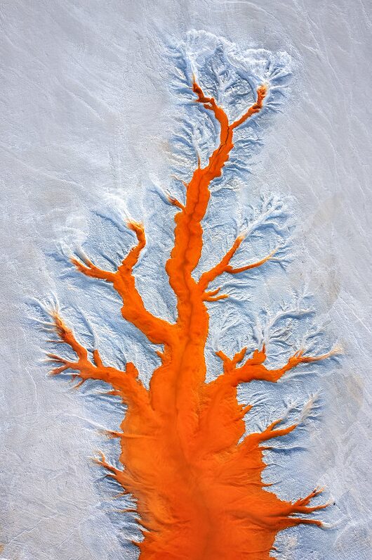 Magma river on ice.