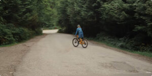 older woman mountain biking