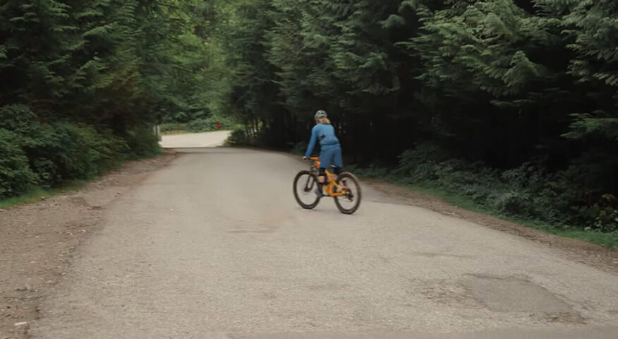 older woman mountain biking