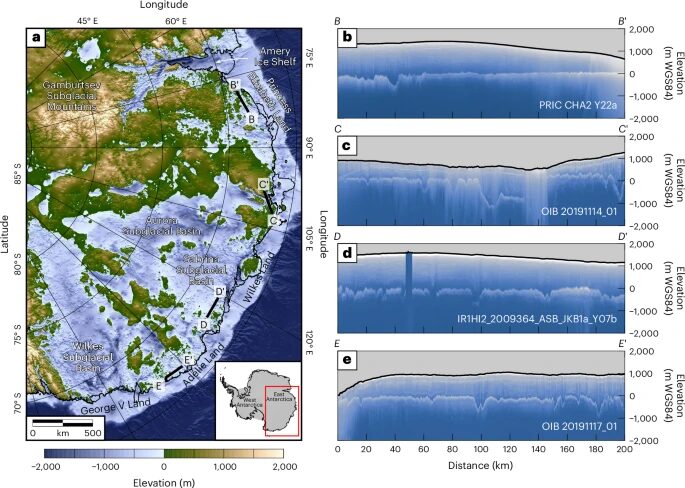 A map with several charts