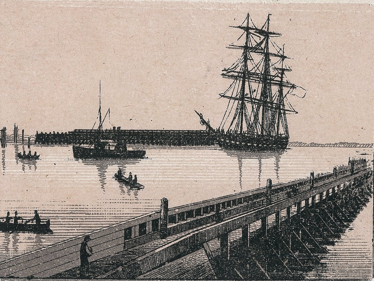 Illustration of a 19th century port